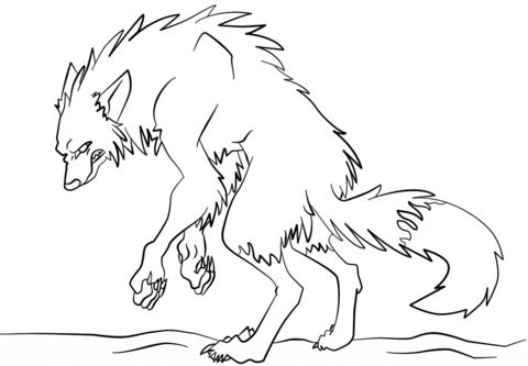 Scary Werewolf Coloring Page